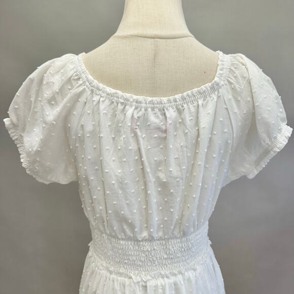 Betsey Johnson Cotton Clip Dot Sweetheart Smocked Midi Dress Size Medium Cottage - Picture 12 of 15